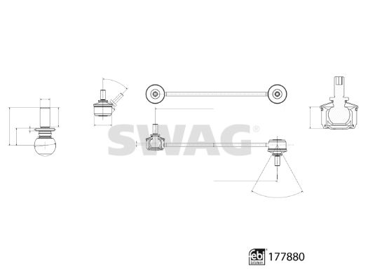 Тяга/стійка, стабілізатор, Swag 33104347