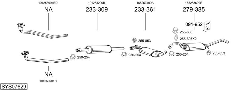 BOSAL kipufogórendszer SYS07629