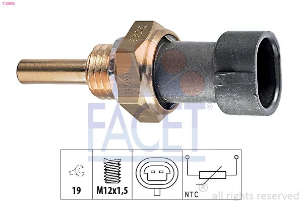 Датчик, температура оливи, Facet 7.3098