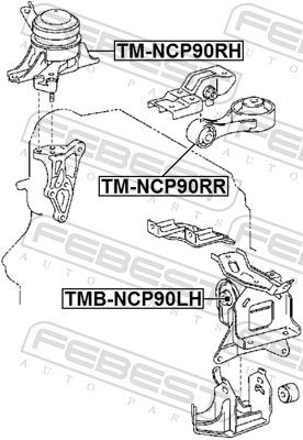 Опора, двигун, Febest TM-NCP90RH