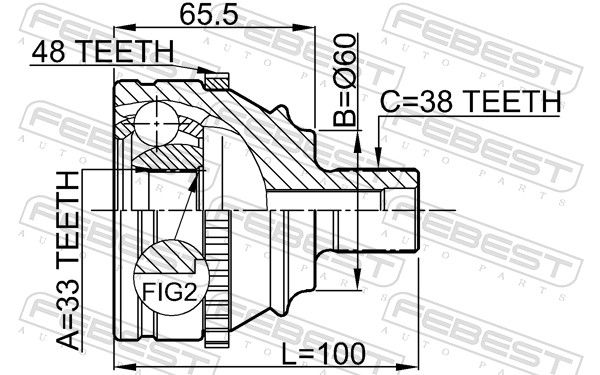 Комплект шарнірів, приводний вал, Febest 2310-018A48