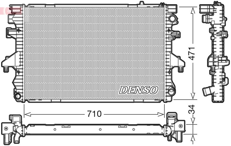 Радіатор, система охолодження двигуна, Denso DRM32040