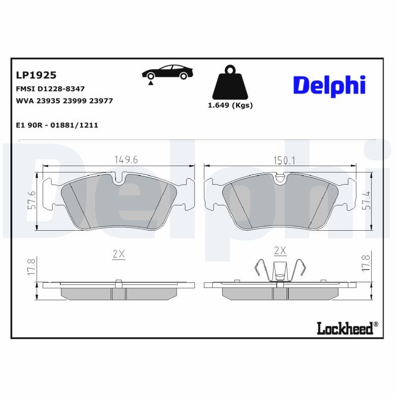 Piduriklotsi komplekt, ketaspidur, DELPHI LP1925
