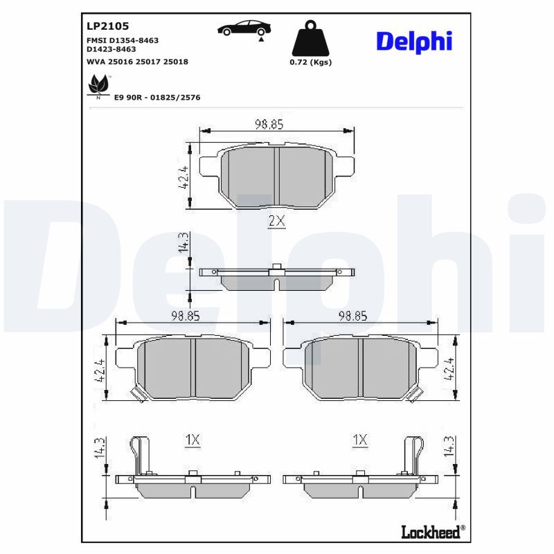 Piduriklotsi komplekt, ketaspidur, DELPHI LP2105