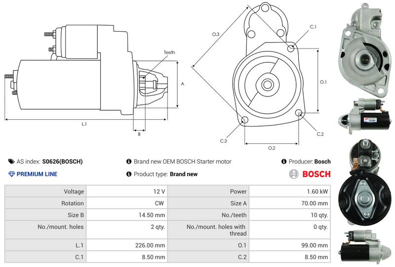 AS-PL S0626(BOSCH) Starter
