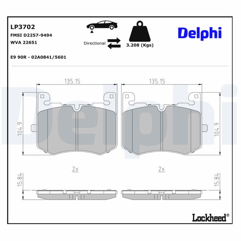 Set placute frana,frana disc LP3702 DELPHI