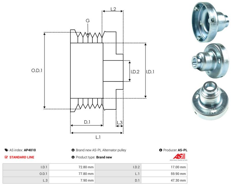 AS-PL AP4010 Belt Pulley, alternator