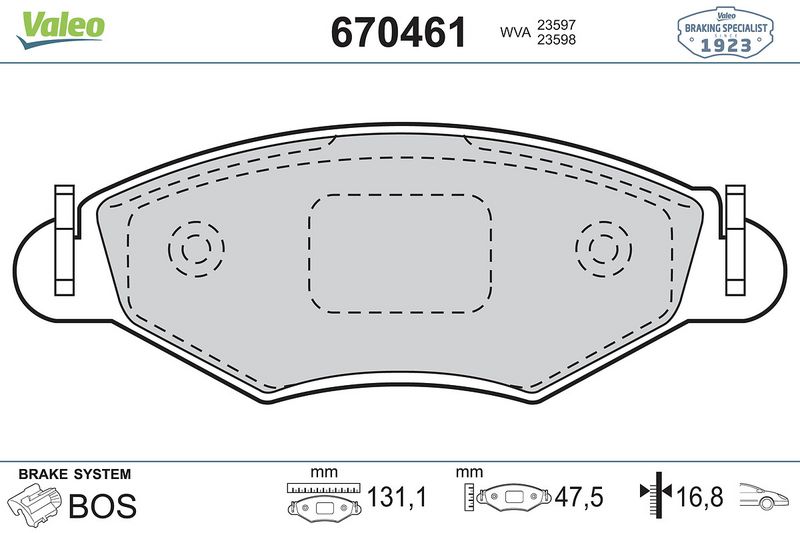 Plaquettes+de+frein+à+disque VALEO 670461