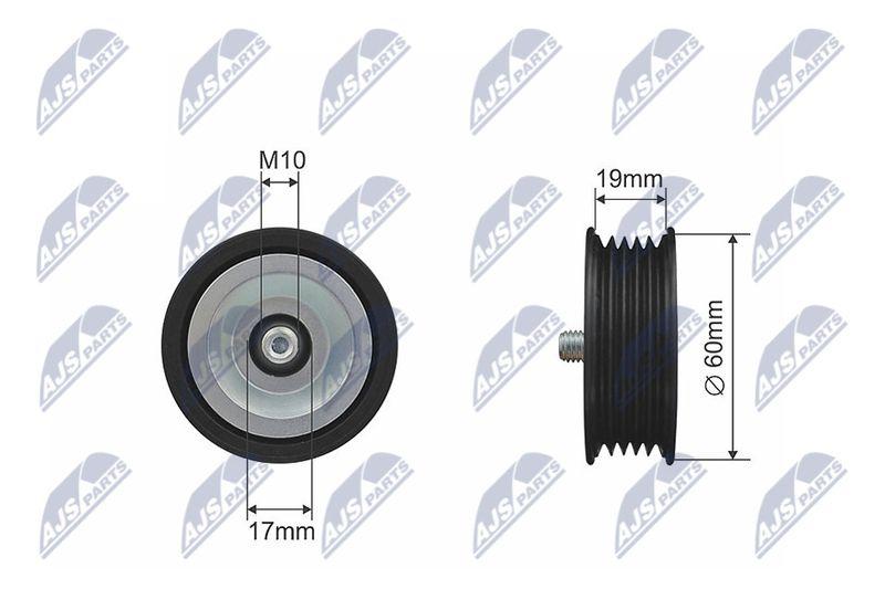 NTY РОЛИК РУЧКОВОГО РЕМНЯ Hyundai Elantra XD 2004-2024; Hyundai Matrix 20042024; Hyundai Accent 2004-2024; Hyundai Tu