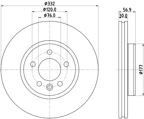 HELLA PRO HIGH CARBON Volkswagen Диск тормозной передний AMAROK 2.0 11-