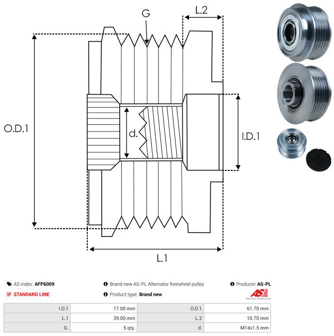 AS-PL AFP6009 Alternator Freewheel Clutch