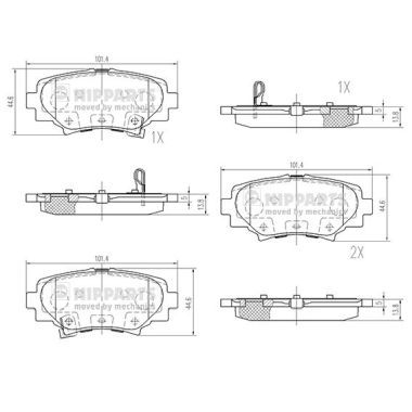 Комплект гальмівних накладок, дискове гальмо, Nipparts N3613027