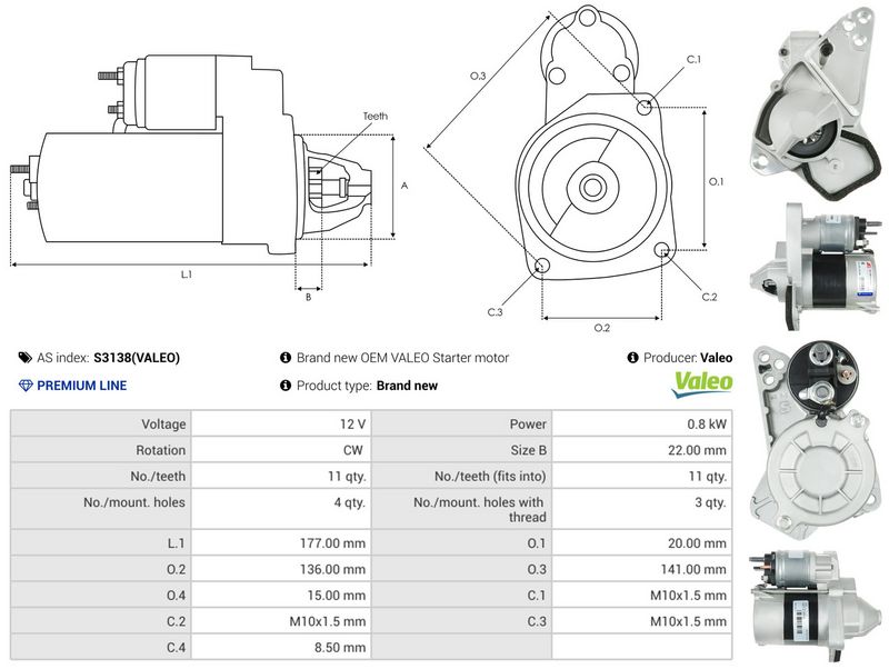 AS-PL S3138(VALEO) Starter