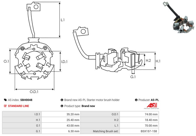 Kinnitus, süsinikuharjad, AS-PL SBH0048