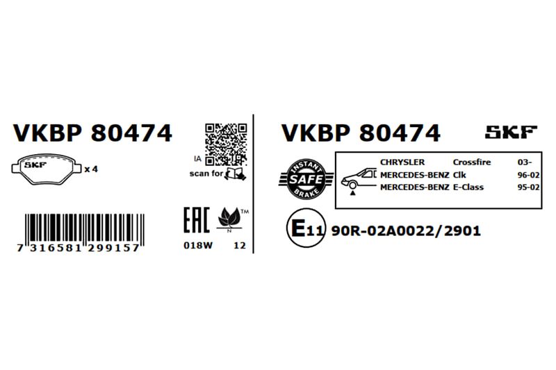 SKF VKBP 80474 Brake Pad Set, disc brake