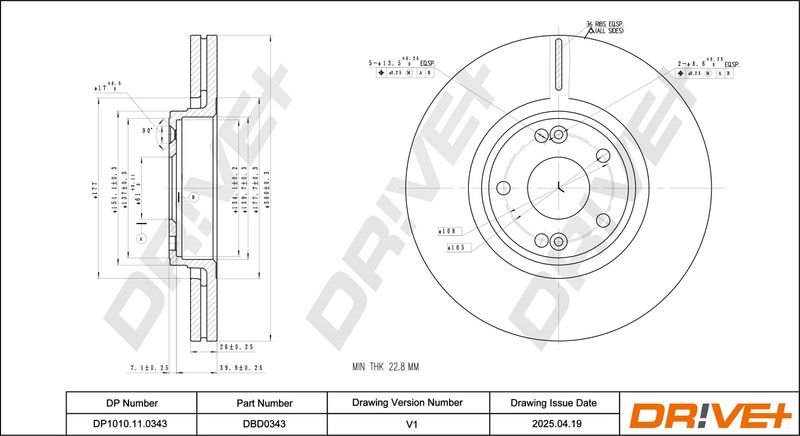 Disc frana DP1010.11.0343 Dr!ve+