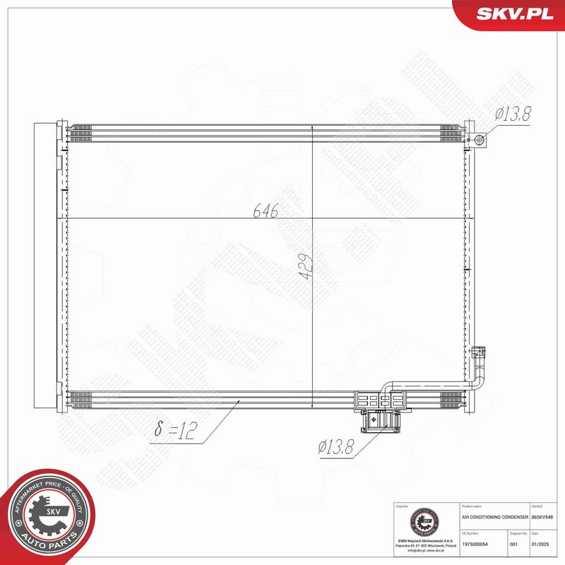 ESEN SKV 86SKV548 Condenser, air conditioning
