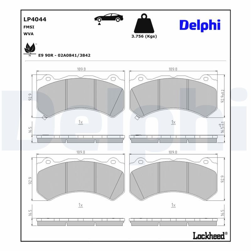 комплект спирачно феродо, дискови спирачки DELPHI