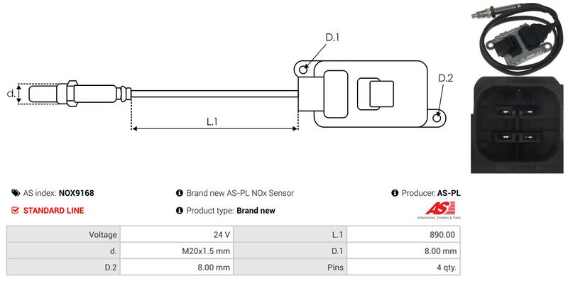 AS-PL NOX9168 NOx Sensor, urea injection