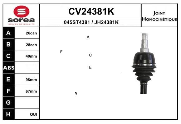 GELENKSATZ ANTRIEBSWELLE EAI CV24381K