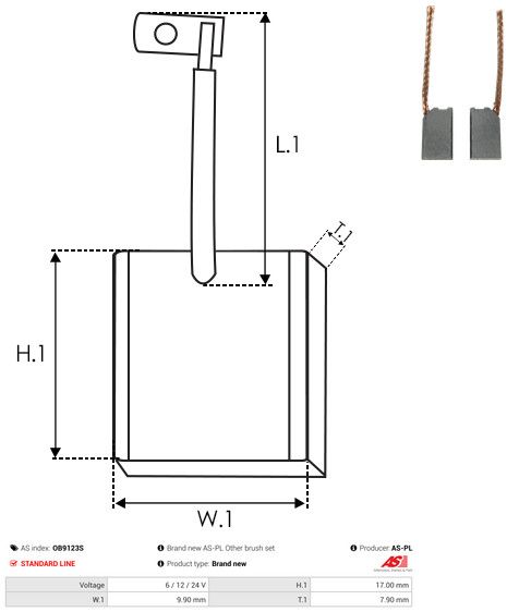 AS-PL OB9123S Carbon Brush, alternator