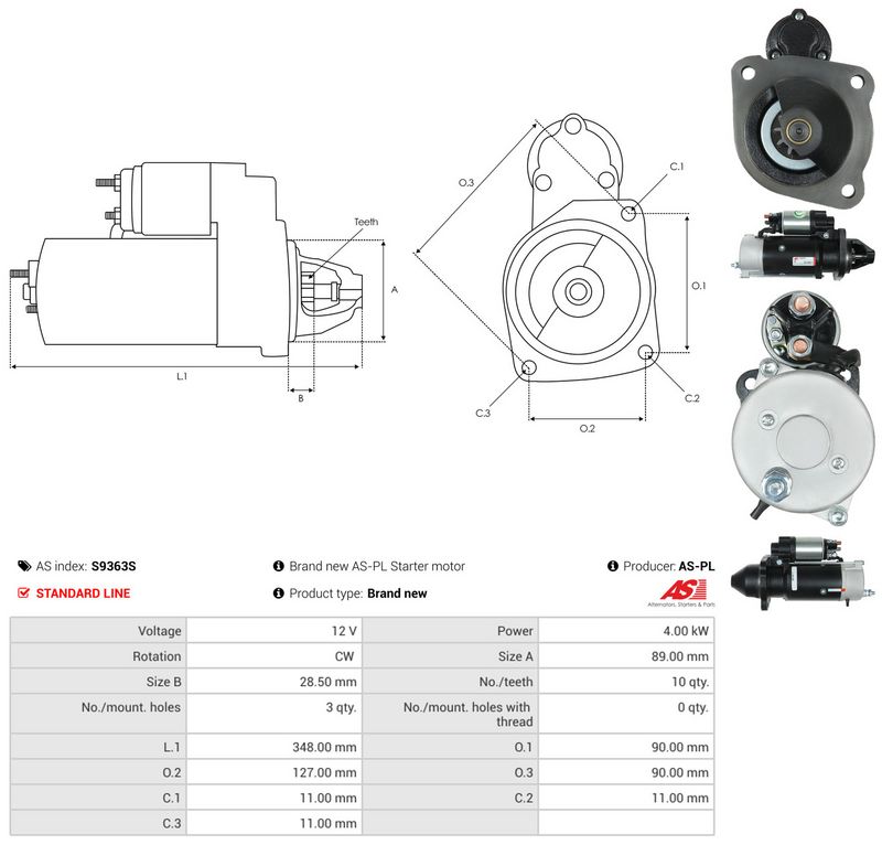 Starter, AS-PL S9363S
