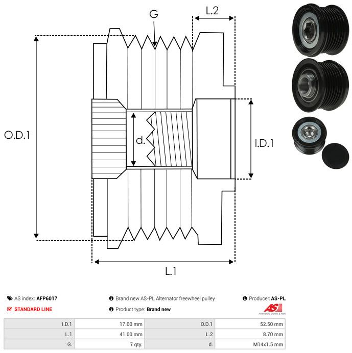AS-PL AFP6017 Alternator Freewheel Clutch