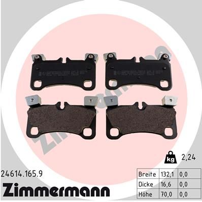 Комплект гальмівних накладок, дискове гальмо, Zimmermann 24614.165.9