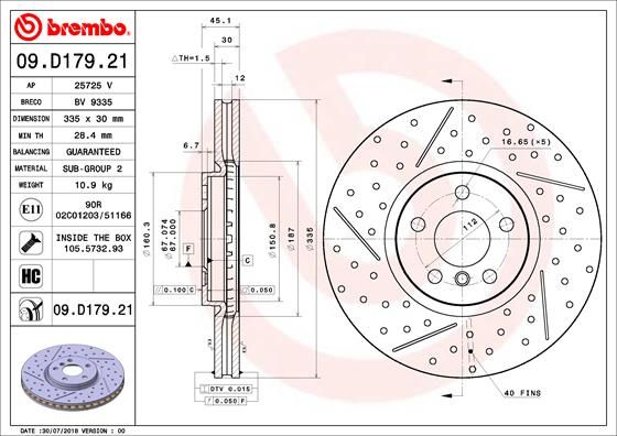 BREMBO Remschijf 09.D179.21