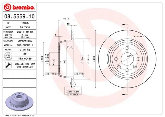 Гальмівний диск, Brembo 08.5559.10