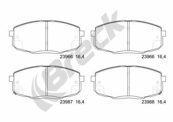 Комплект гальмівних накладок, дискове гальмо, Breck 239660070110