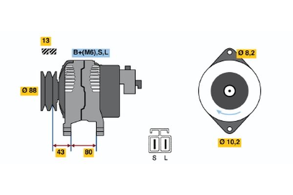 Bosch Alternator 0 986 040 561