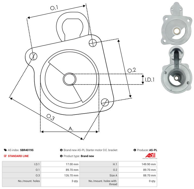 AS-PL SBR4019S Starter Lid, carburettor