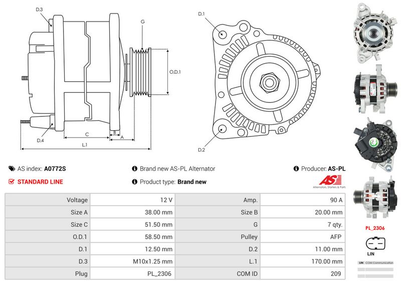 AS-PL A0772S Alternator