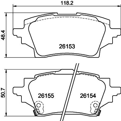 Комплект гальмівних накладок, дискове гальмо, Hella 8DB355040-221