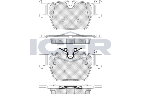 Комплект гальмівних накладок, дискове гальмо, Icer 182393