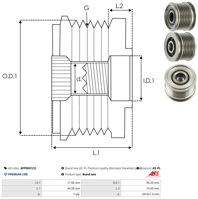 AS-PL AFP0031(V) Alternator Freewheel Clutch