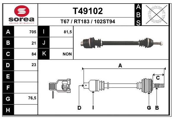 EAI hajtótengely T49102