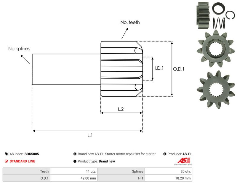 AS-PL SDK5005 Freewheel Gear, starter
