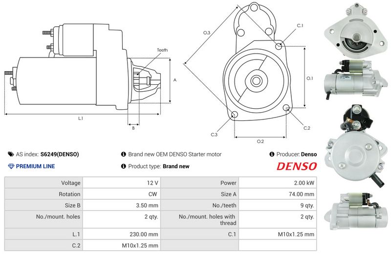 AS-PL S6249(DENSO) Starter