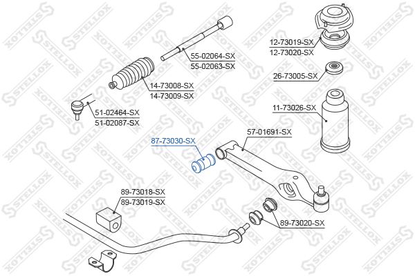 STELLOX 87-73030-SX Mounting, control/trailing arm