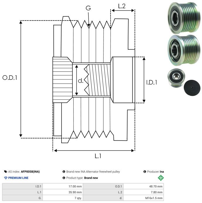 AS-PL AFP0058(INA) Alternator Freewheel Clutch