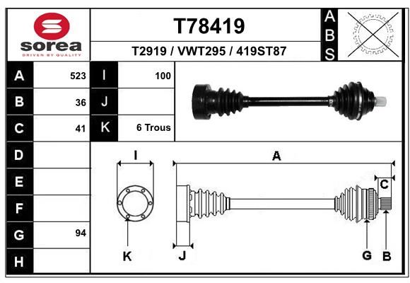 EAI hajtótengely T78419