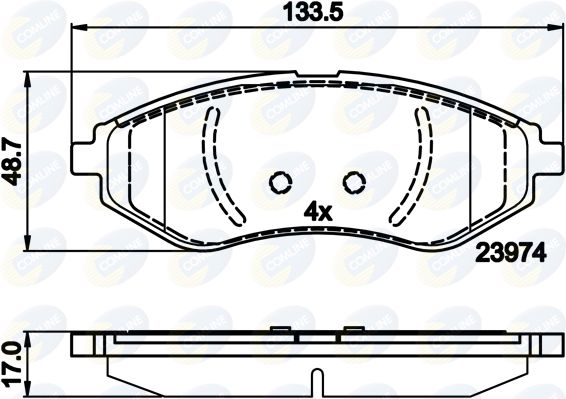 Комплект гальмівних накладок, дискове гальмо, Comline CBP01598