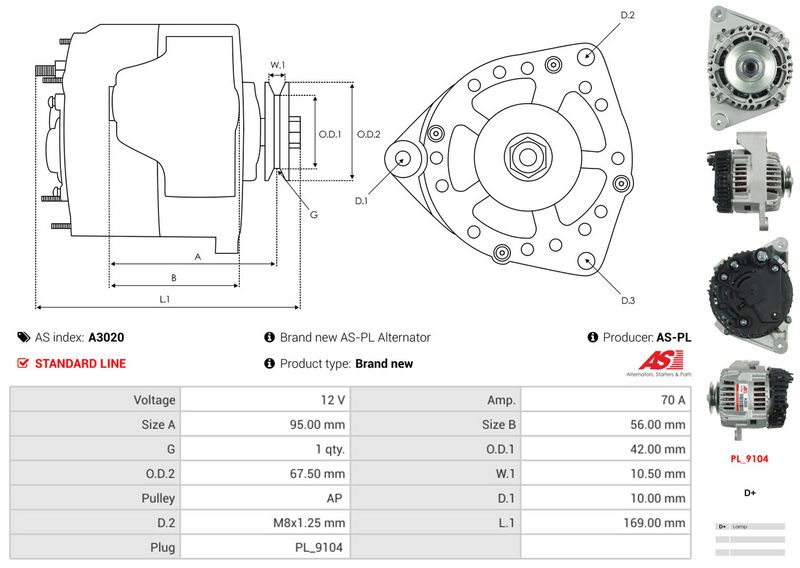 AS-PL A3020 Alternator