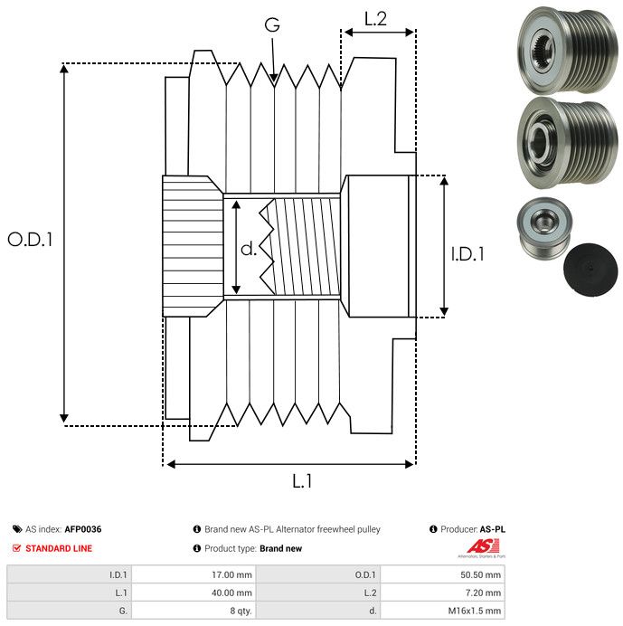 AS-PL AFP0036 Alternator Freewheel Clutch