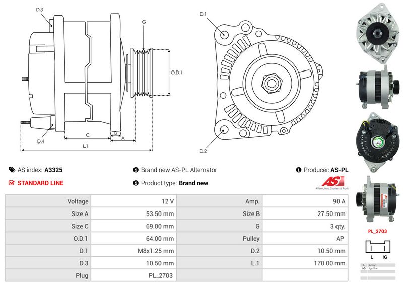 AS-PL A3325 Alternator