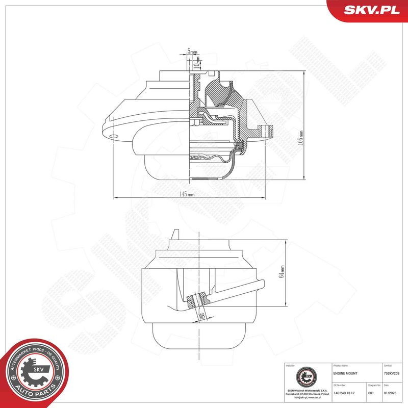 ESEN SKV 75SKV203 Mounting, engine