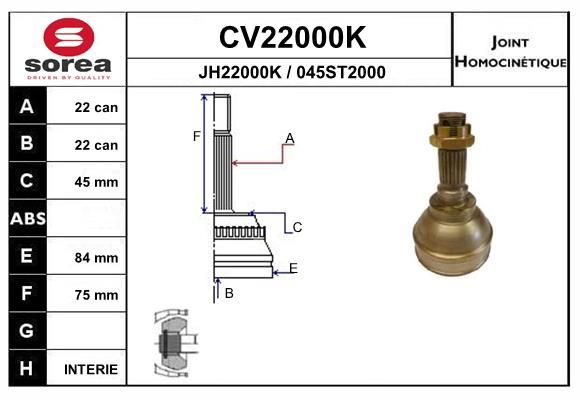 EAI csuklókészlet, hajtótengely CV22000K