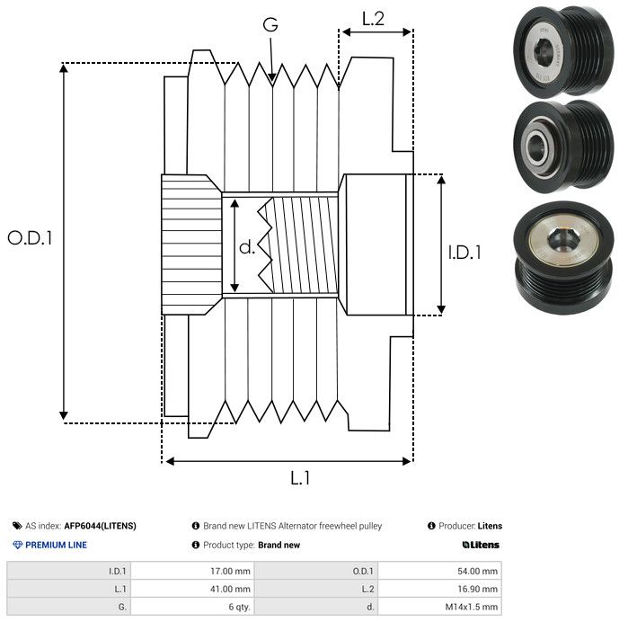 AS-PL AFP6044(LITENS) Alternator Freewheel Clutch